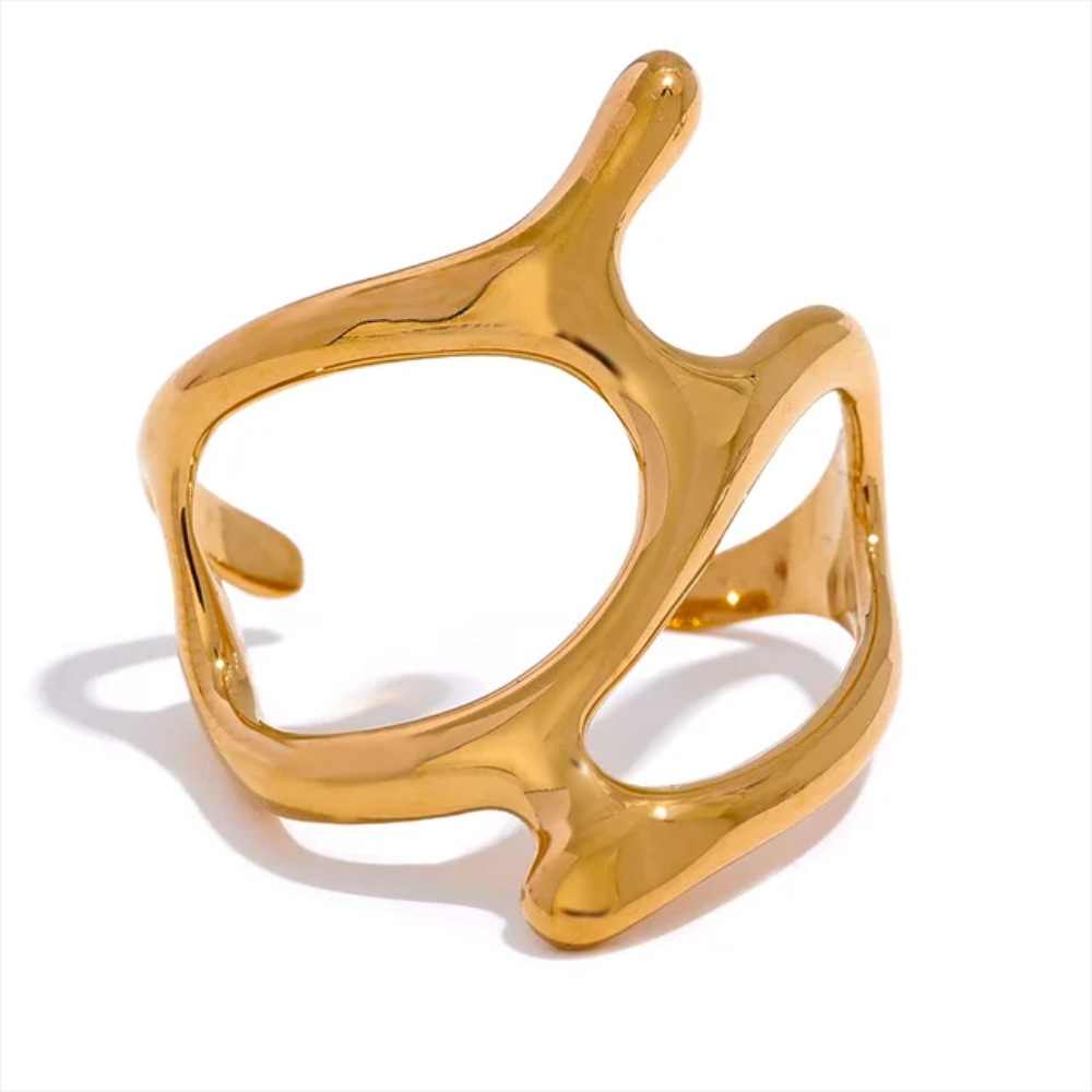Geometric Wave Open Ring