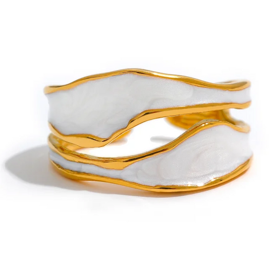 Marble Double-Wave Open Ring