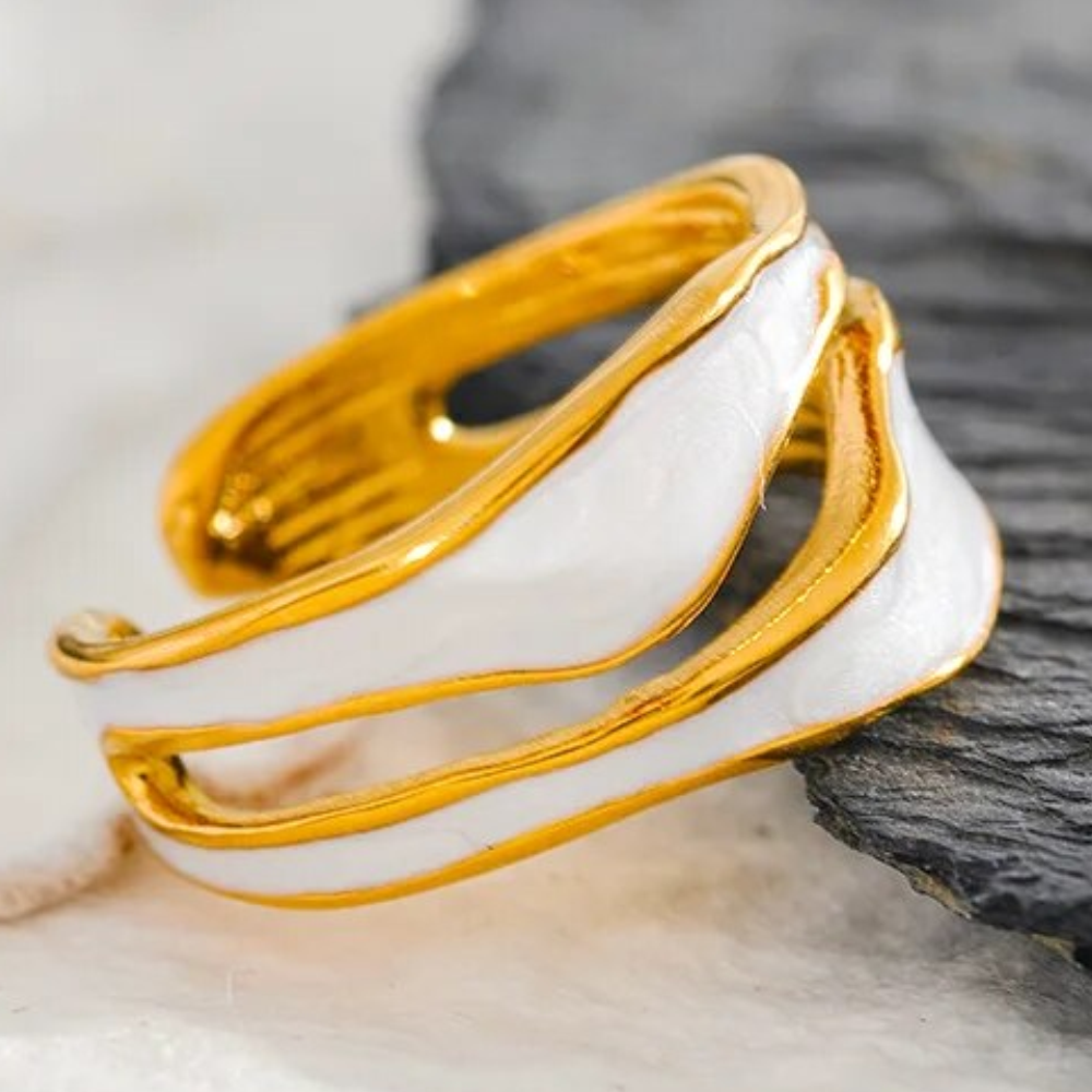 Marble Double-Wave Open Ring