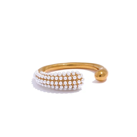 Pearl Studded Open Ring