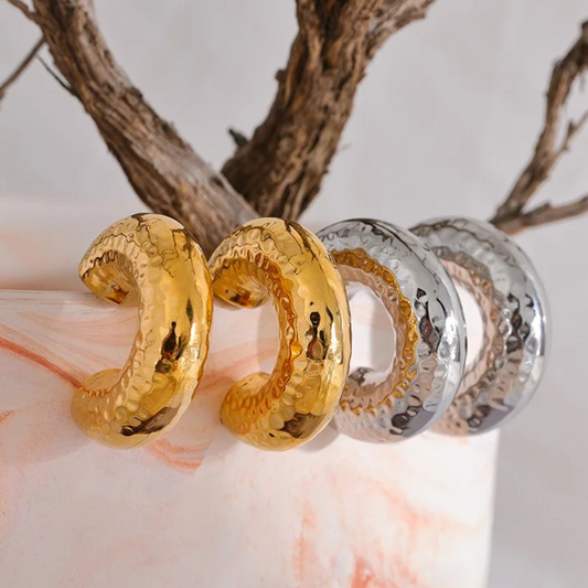 Textured Chunky Hoop Earrings