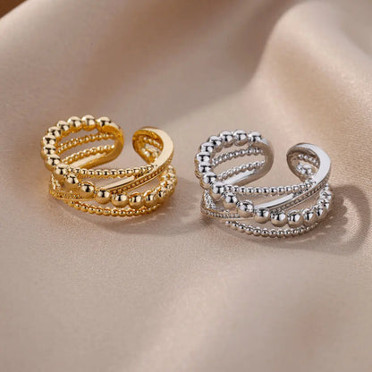 Beaded Open Cross Ring