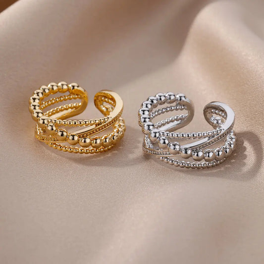 Beaded Open Cross Ring