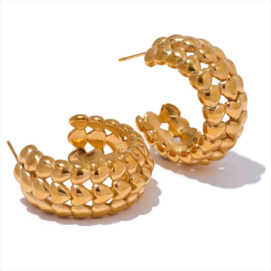 Heart Pattern C-Hoop Earrings